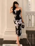 Elegant Black & White Floral Bodycon