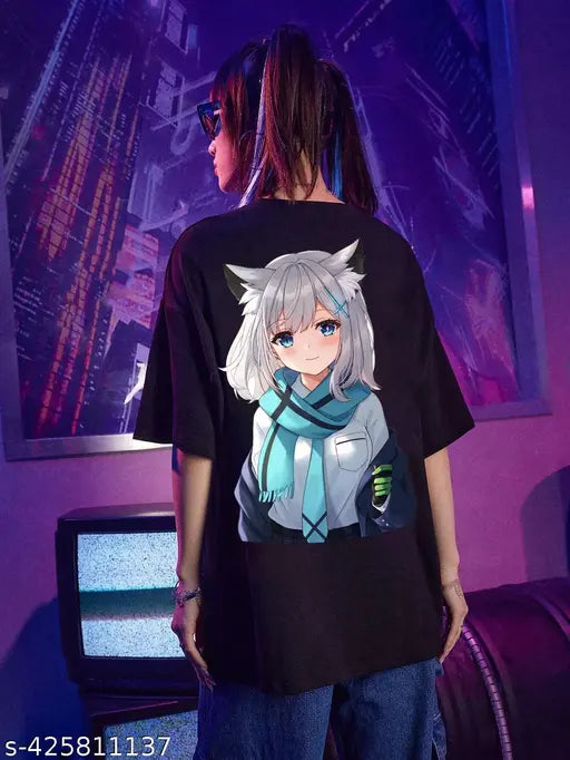 TRENDY WOMENS OVERSIZE BLACK T SHIRT