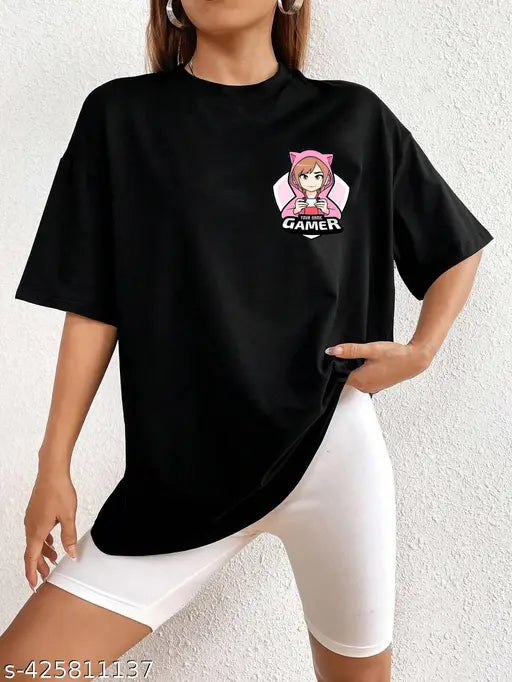 TRENDY WOMENS OVERSIZE BLACK T SHIRT